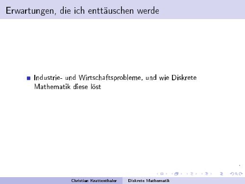 diskret - an der Fakultät für Mathematik! - Universität Wien