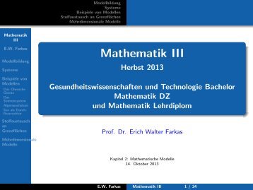 Mathematik III - Herbst 2013 [5mm] Gesundheitswissenschaften und ...