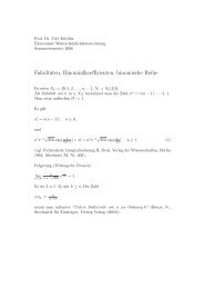 Fakultäten, Binomialkoeffizienten, binomische Reihe