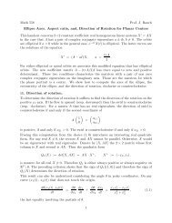 Ellipse axes, eccentricity, and direction of rotation