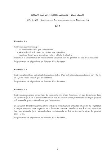 K1MA4023 : Système et Programmation en Fortran 90 - Institut de ...