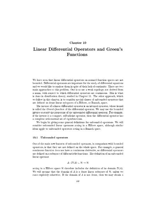 Chapter 10: Linear Differential Operators and Green's Functions