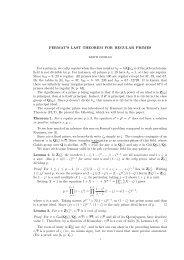 FERMAT'S LAST THEOREM FOR REGULAR PRIMES For a prime p ...