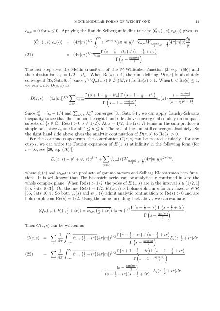 Mock-modular forms of weight one - UCLA Department of Mathematics