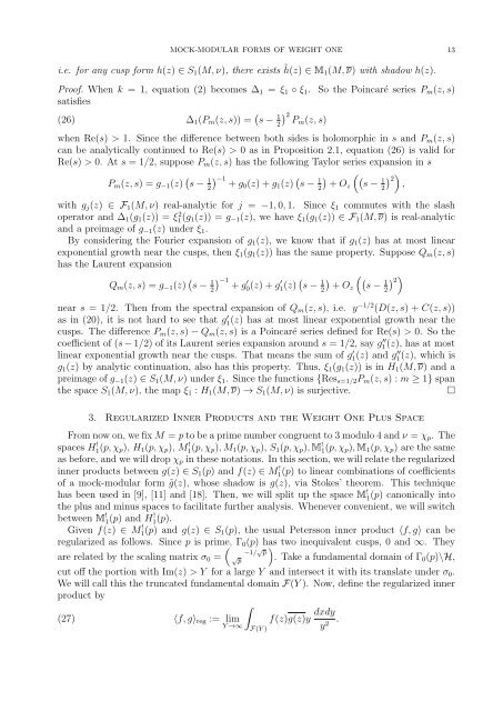 Mock-modular forms of weight one - UCLA Department of Mathematics