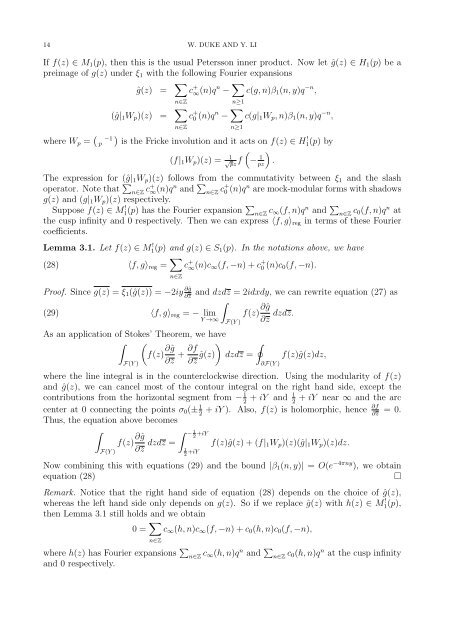 Mock-modular forms of weight one - UCLA Department of Mathematics