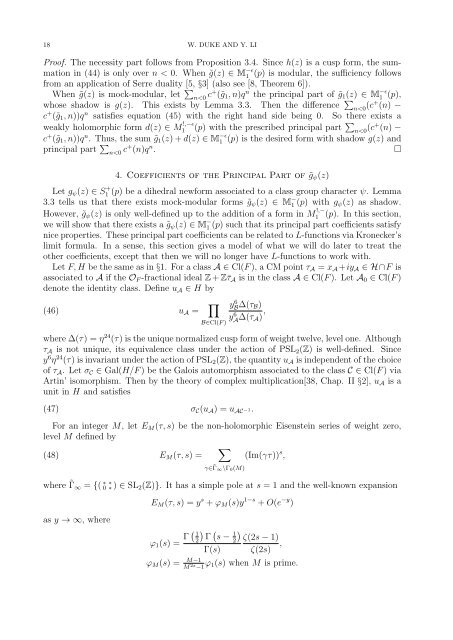 Mock-modular forms of weight one - UCLA Department of Mathematics