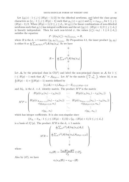 Mock-modular forms of weight one - UCLA Department of Mathematics