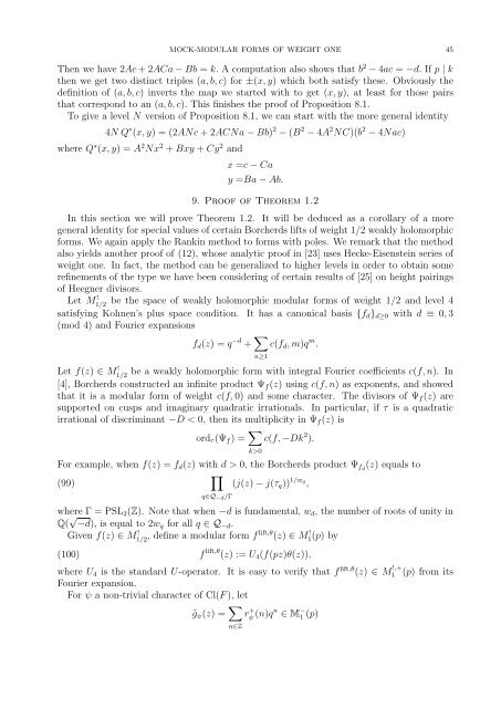 Mock-modular forms of weight one - UCLA Department of Mathematics