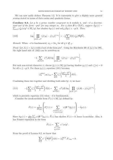 Mock-modular forms of weight one - UCLA Department of Mathematics