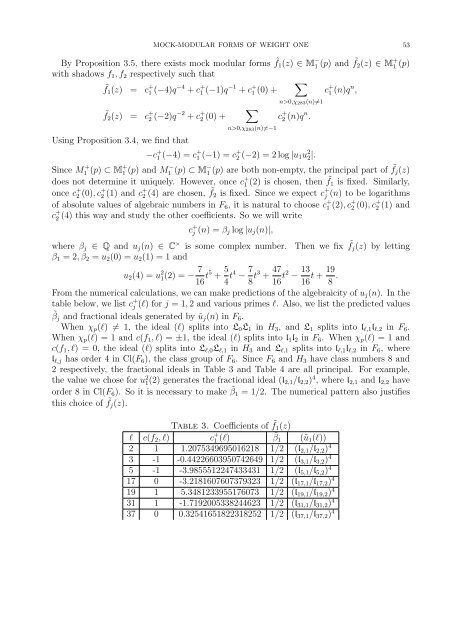 Mock-modular forms of weight one - UCLA Department of Mathematics