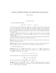 TOTALLY RAMIFIED PRIMES AND EISENSTEIN POLYNOMIALS 1 ...