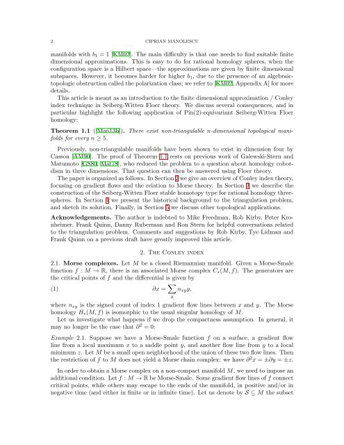 The Conley index, gauge theory, and triangulations - UCLA ...