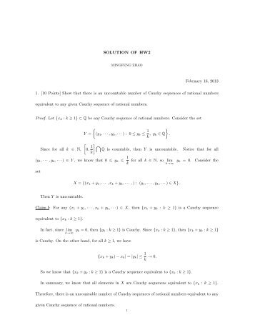 Solution of HW2 - Department of Mathematics - University of ...