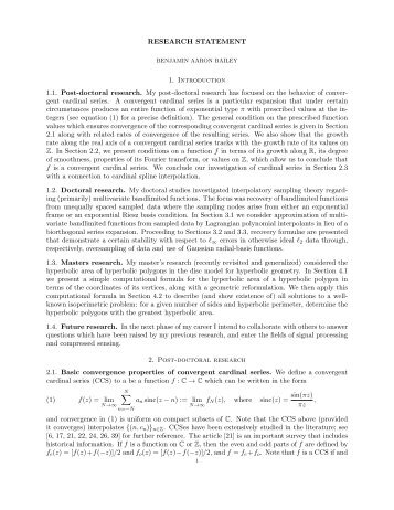 Research Statement (pdf) - Department of Mathematics
