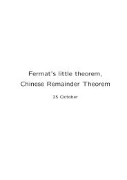 Fermat's little theorem, Chinese Remainder Theorem
