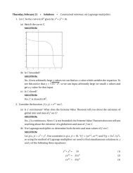 Thursday, February 21 ∗ Solutions ∗ Constrained min/max via ...