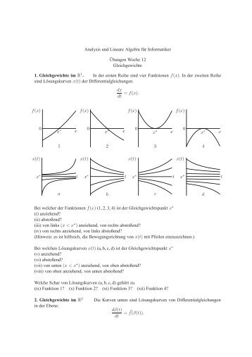 Analysis und Lineare Algebra für Informatiker ¨Ubungen Woche 12 ...