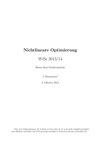 Nichtlineare Optimierung WiSe 2013/14
