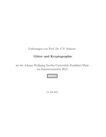 Gitter und Kryptographie - Goethe-Universität