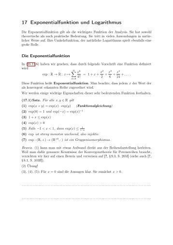 17 Exponentialfunktion und Logarithmus