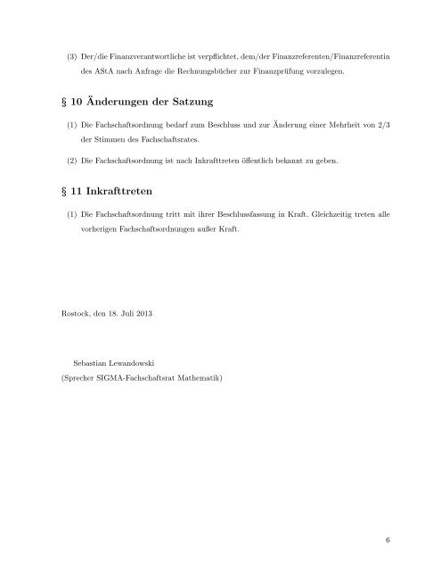 Fachschaftsordnung - Fachbereich Mathematik der UniversitÃ¤t ...