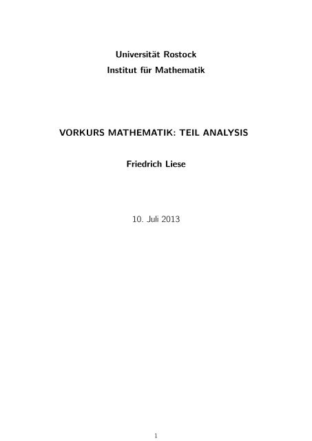 TEIL ANALYSIS Friedrich Liese 10. Juli 2013 - Fachbereich ...