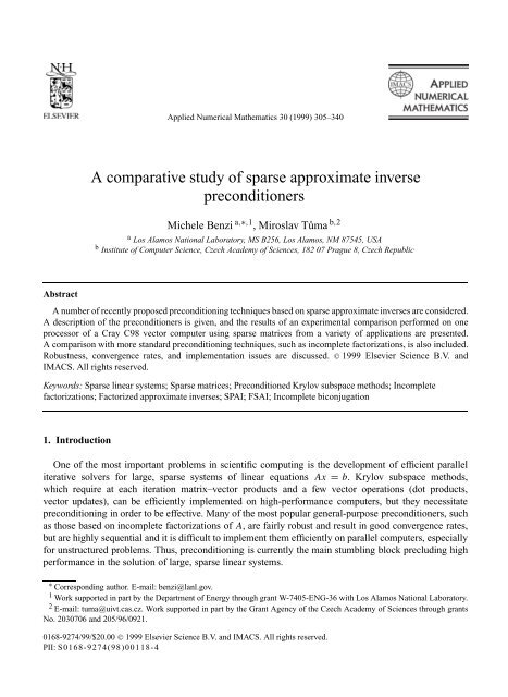 A comparative study of sparse approximate inverse preconditioners