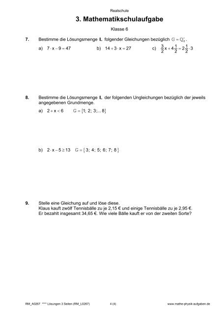 3. Mathematikschulaufgabe - Mathe-Physik-Aufgaben