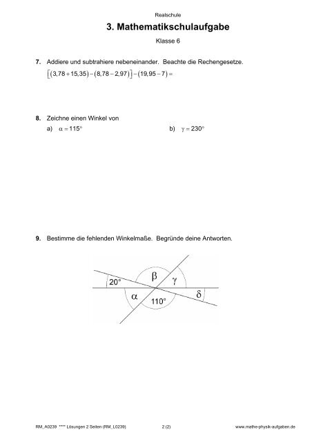 3. Mathematikschulaufgabe - Mathe-Physik-Aufgaben