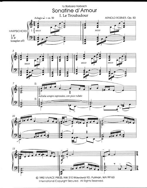 Rosner - Sonatine d'Amour, op. 83