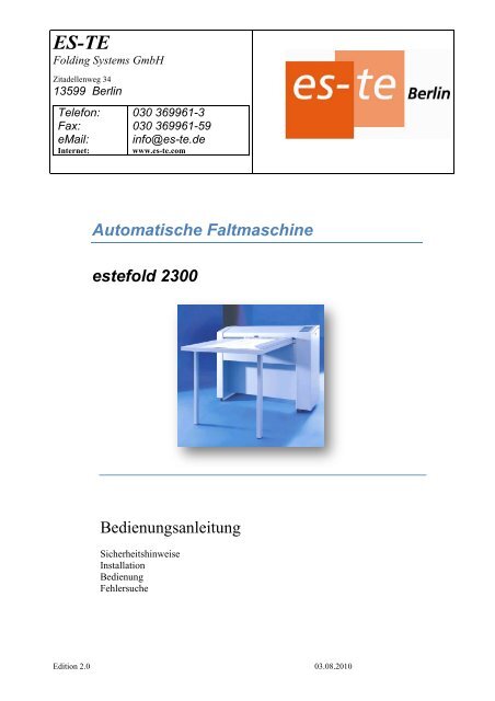 Automatische Faltmaschine estefold 2300 - es-te.de