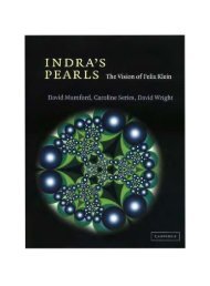 INDRA'S PEARLS The Vision of Felix Klein - School of Mathematics