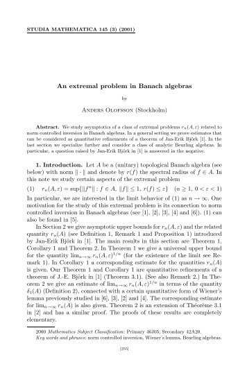 An extremal problem in Banach algebras
