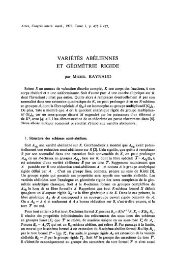 VARIÉTÉS ABÉLIENNES ET GÉOMÉTRIE RIGIDE