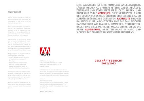Geschäftsbericht 2012/2013 - MAUSS BAU ERLANGEN