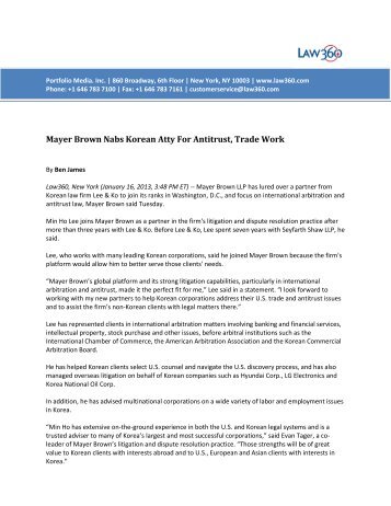 Mayer Brown Nabs Korean Atty For Antitrust, Trade Work