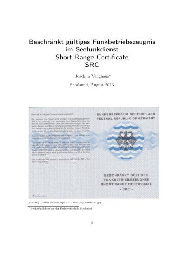 Short Range Certificate - Fachhochschule Stralsund