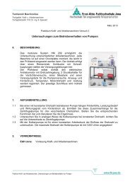 Untersuchungen zum Betriebsverhalten von Pumpen