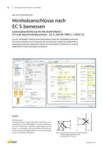 Hirnholzanschlüsse nach EC 5 bemessen - mb AEC Software GmbH