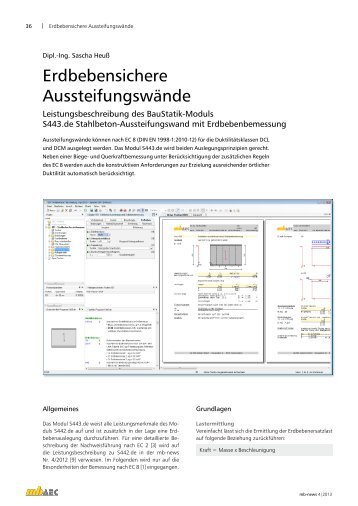 Erdbebensichere Aussteifungswände - mb AEC Software GmbH