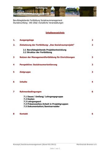 Konzept des Lehrgangs Sozialraummanagement - m|colleg