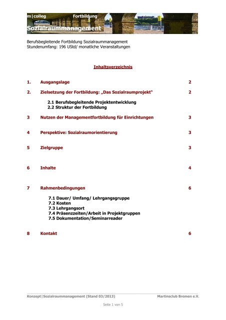 Konzept des Lehrgangs Sozialraummanagement - m|colleg