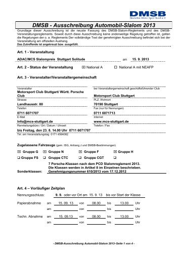 Ausschreibung - Motorsport-Club-Stuttgart eV