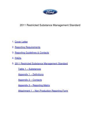 2011 Restricted Substance Management Standard - IMDS