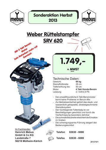 Weber Rüttelstampfer SRV 620 - Heinrich Mebus GmbH & Co. KG