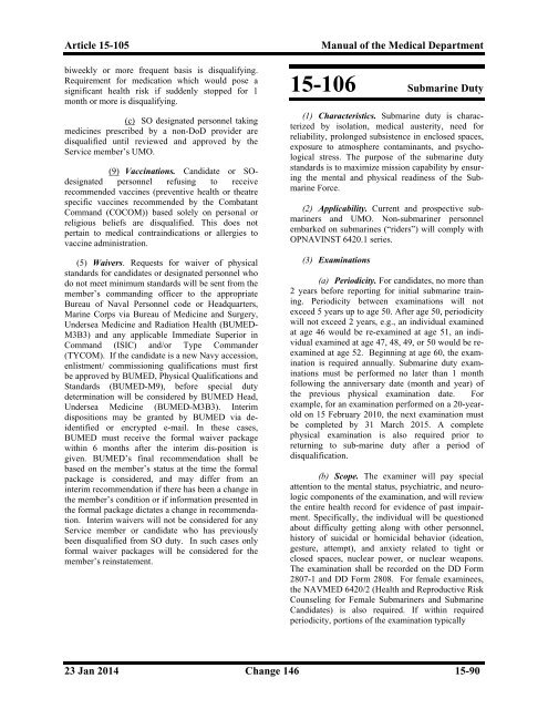 Change 146 Manual of the Medical Department ... - Navy Medicine