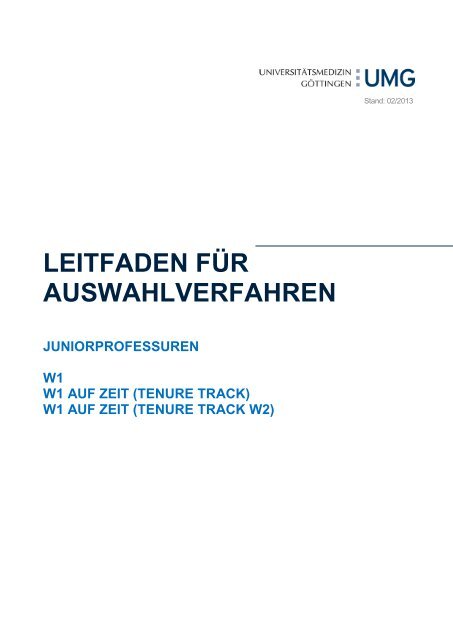 Leitfaden für Auswahlverfahren zur Besetzung von Juniorprofessuren