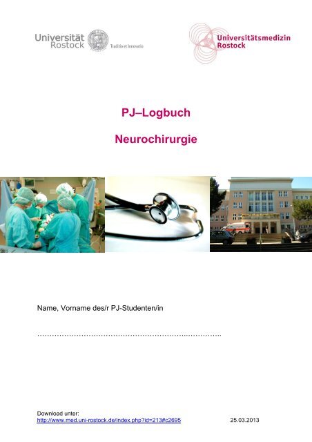 PJâ€“Logbuch Neurochirurgie - UniversitÃ¤t Rostock