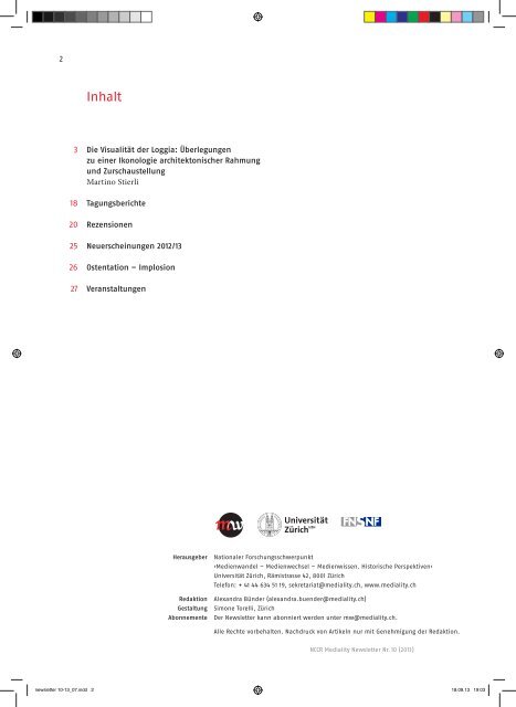 Newsletter 10 (2013) - NCCR Mediality